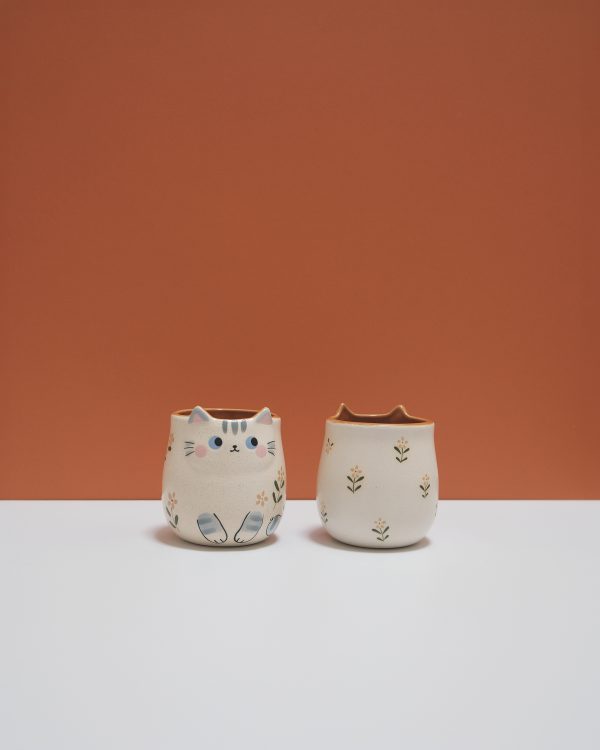 ねこと春の花畑フリーカップ